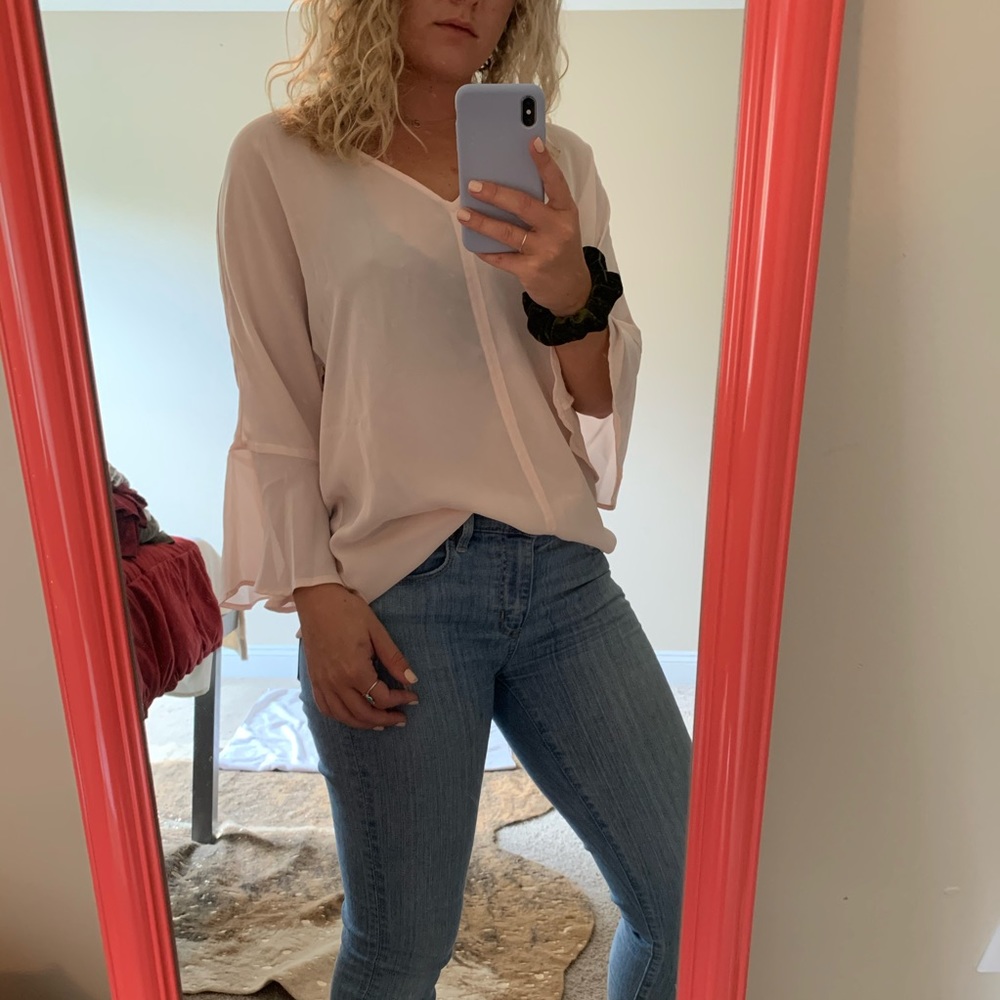 Chaus peach bell sleeve blouse